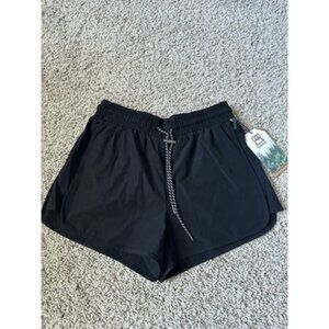 avalanche Womens crinkle black woven shorts drawstrings size Medium